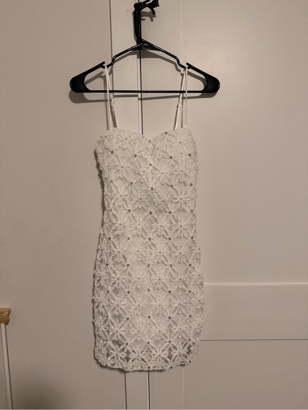 NWT Macys White Floral Lace Spaghetti Strap Dress
